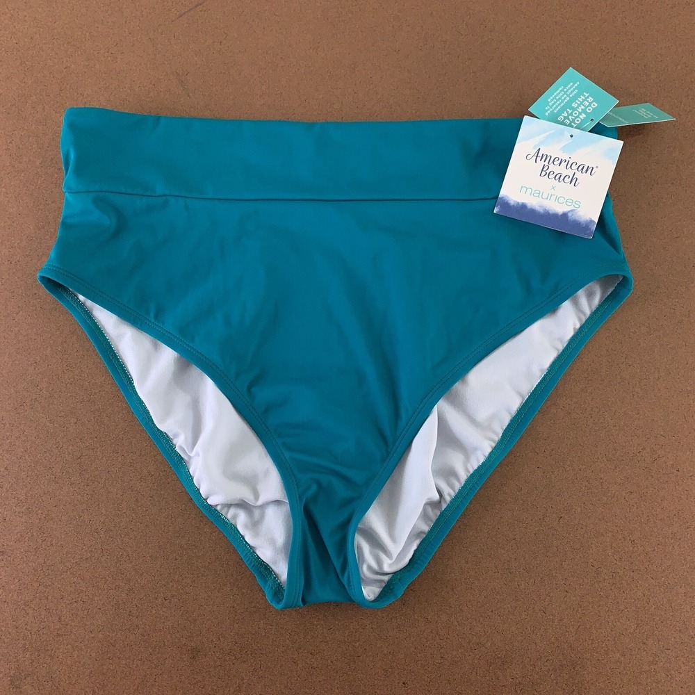 American Beach x Maurices Women's 1X Teal High Waisted Bikini Swim Bottom NWT